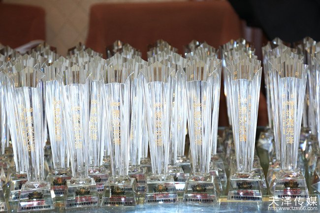 天泽传媒策划执行燕京年度总结表彰暨工作部署大会上精致的水晶奖杯